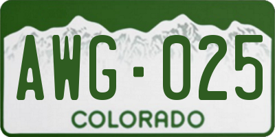 CO license plate AWG025