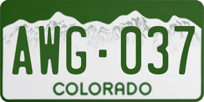 CO license plate AWG037