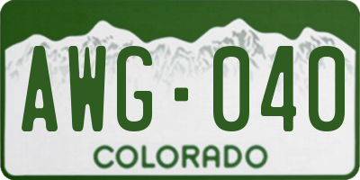 CO license plate AWG040