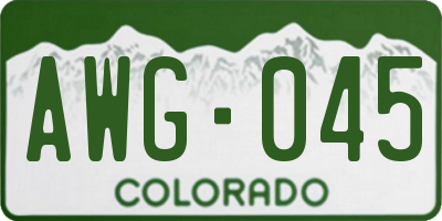 CO license plate AWG045