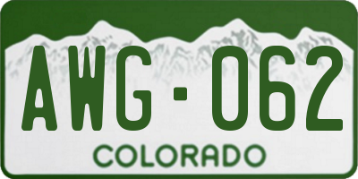 CO license plate AWG062