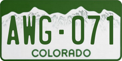 CO license plate AWG071