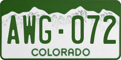 CO license plate AWG072