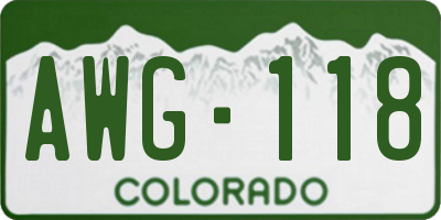 CO license plate AWG118