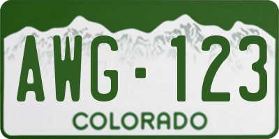 CO license plate AWG123