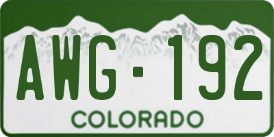 CO license plate AWG192