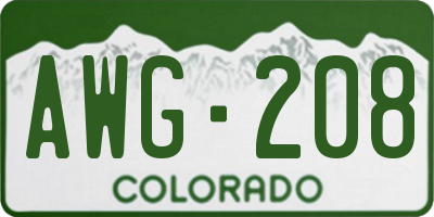 CO license plate AWG208