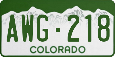 CO license plate AWG218