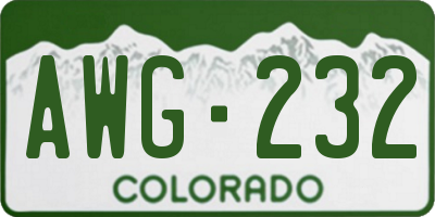 CO license plate AWG232