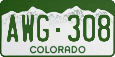 CO license plate AWG308
