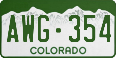CO license plate AWG354