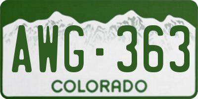 CO license plate AWG363