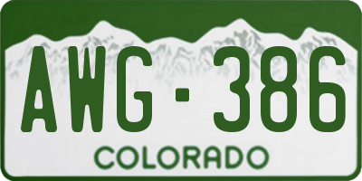 CO license plate AWG386