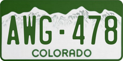 CO license plate AWG478