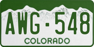 CO license plate AWG548