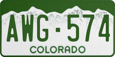 CO license plate AWG574