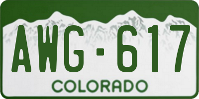 CO license plate AWG617