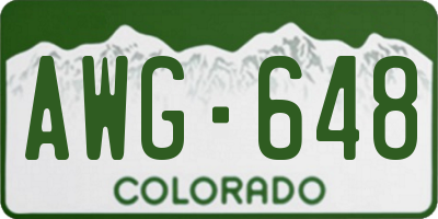 CO license plate AWG648
