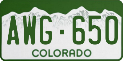 CO license plate AWG650