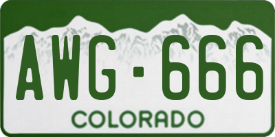 CO license plate AWG666