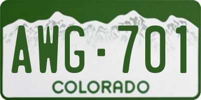 CO license plate AWG701
