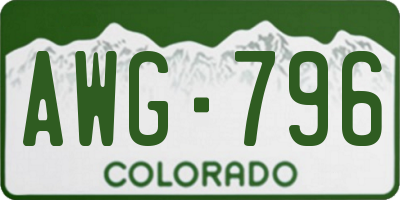 CO license plate AWG796