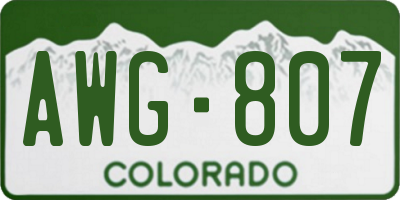 CO license plate AWG807