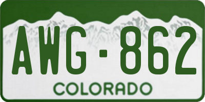 CO license plate AWG862