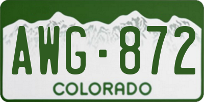 CO license plate AWG872