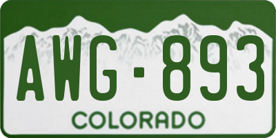 CO license plate AWG893