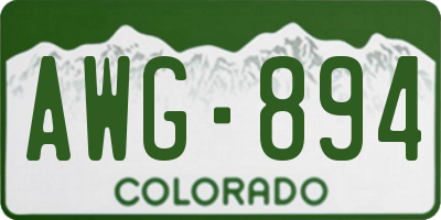 CO license plate AWG894