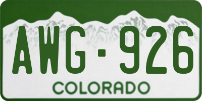 CO license plate AWG926