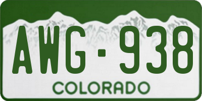 CO license plate AWG938
