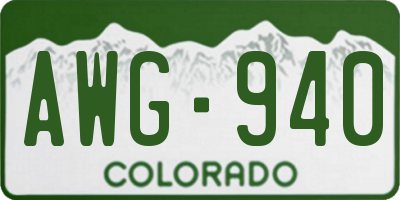 CO license plate AWG940