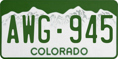CO license plate AWG945