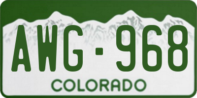 CO license plate AWG968