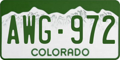 CO license plate AWG972