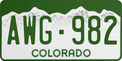 CO license plate AWG982