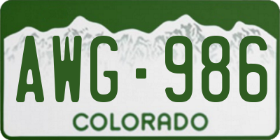 CO license plate AWG986