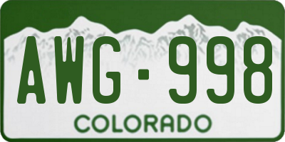 CO license plate AWG998
