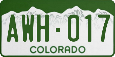 CO license plate AWH017