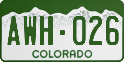 CO license plate AWH026