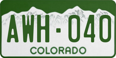 CO license plate AWH040