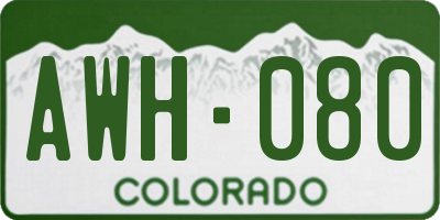 CO license plate AWH080