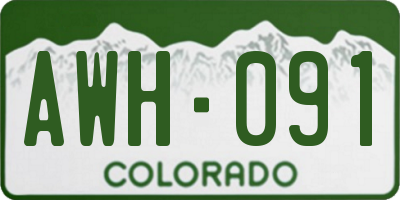 CO license plate AWH091