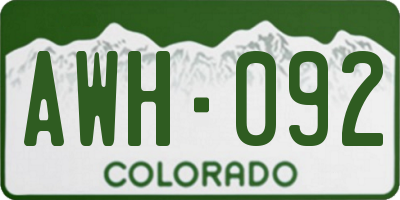 CO license plate AWH092