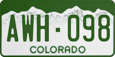 CO license plate AWH098