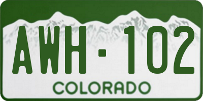 CO license plate AWH102