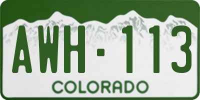 CO license plate AWH113