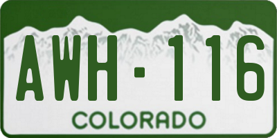 CO license plate AWH116